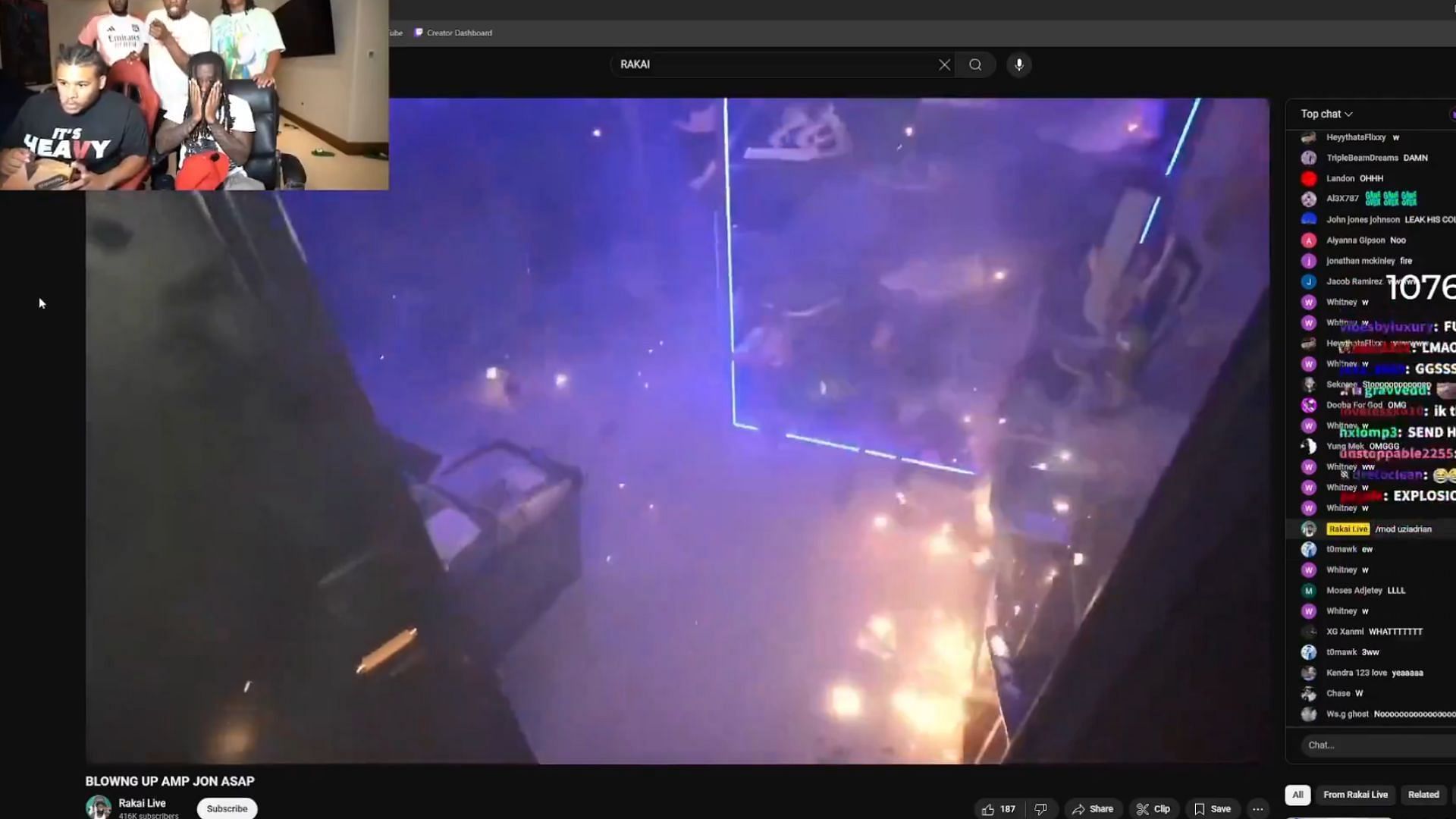 AMP reacts as Duke Dennis' room blows up with fireworks (Image via X/@AMPexclusive)